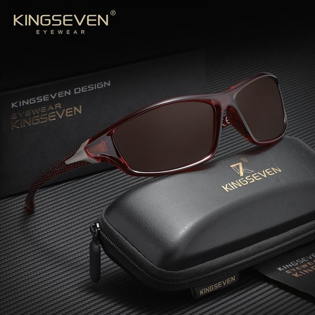 KINGSEVEN Sportsonnenbrille, Vollrand, braun, Kunststoff, polarisiert - Bild 1