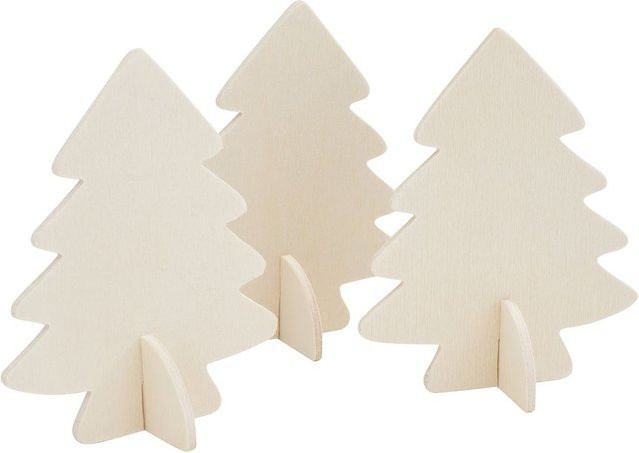 VBS Holzdekoration Tannenbaum aus Sperrholz in Beige für Weihnachten - Bild 1