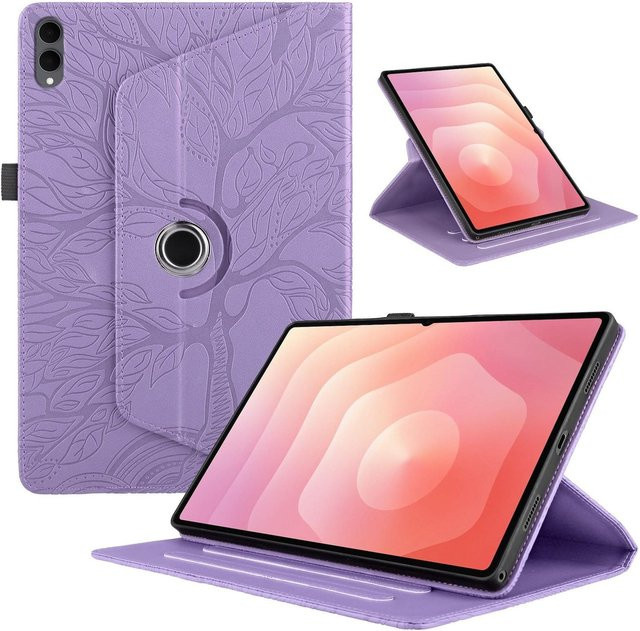 Samsung Galaxy Tab S11 Ultra Kunstleder Tasche mit 360 Grad Rotation in Lila - Bild 1