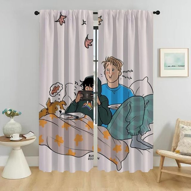 Heartstopper Vorhänge für Schlafzimmer und Fenster, 2 Paneele, Weiß, Breite: 50 cm, Höhe: 70 cm - Bild 1