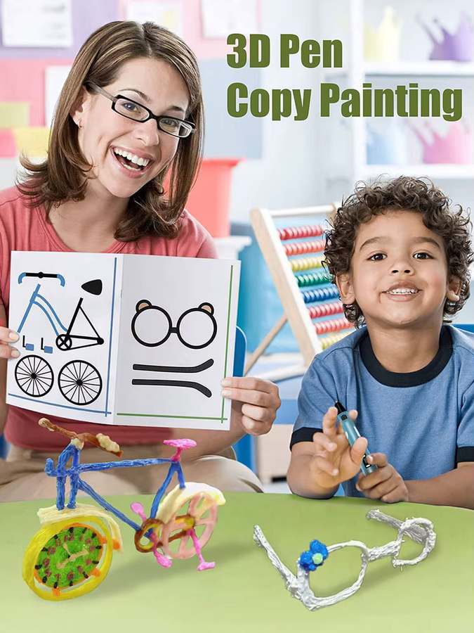 OEING 3D-Zeichenstift Set mit transparentem Zeichenbrett und Mustern in Mehrfarbig für Kinder - Bild 4