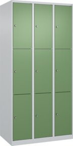 C+P Schließfachschrank Classic PLUS mit 3 Abteilen in Resedagrün und Lichtgrau, B/T/H: 90 x 50 x 185 cm - Bild 1
