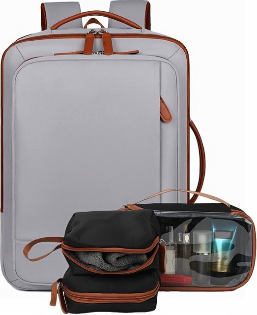 WTEMPO Erweiterbarer Laptop-Rucksack mit großer Kapazität und Nass-Trocken-Trennung in Schwarz und Grau - Bild 1