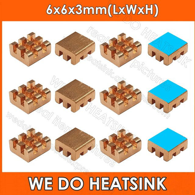 Kühlkörper aus reinem Kupfer von WE DO HEATSINK, Farbe Gold, B/T/H: 6 x 6 x 3 mm - Bild 1