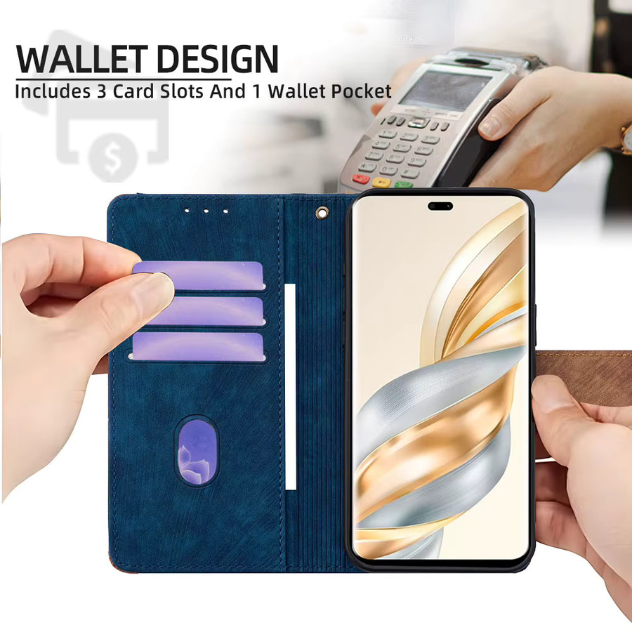 AIMONCASE RFID Blocking Business Flip Lederhülle für Honor X9A X9B X9C X8A X8B X7A X7B X7C in Grün und Blau - Bild 3