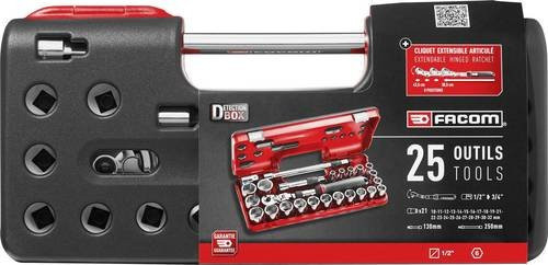 Facom Steckschlüsselsatz metrisch 1/2 Zoll, 25-teilig, Rot, SXL.DBOX3PB - Bild 1