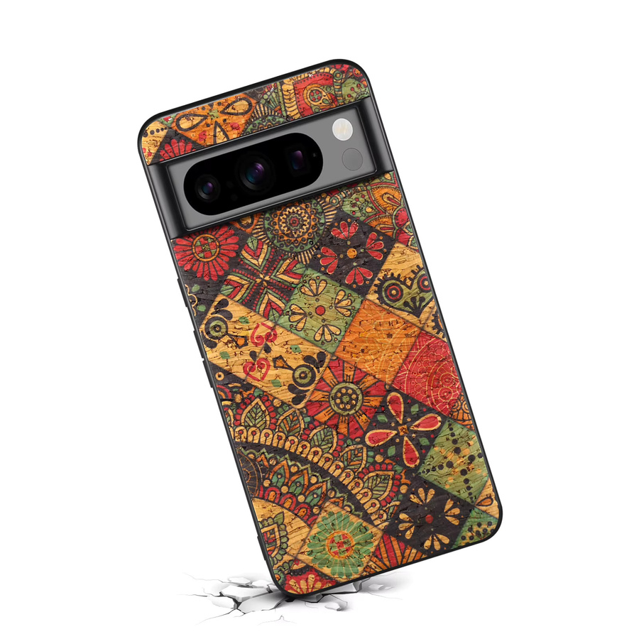 Luxuriöse Kunstleder-Handyhülle mit Ölgemälde-Blumenmuster für Google Pixel 10 Pro XL, 9A, 8 und 7 in Gelb und Multicolour mit mattem Gefühl - Bild 2