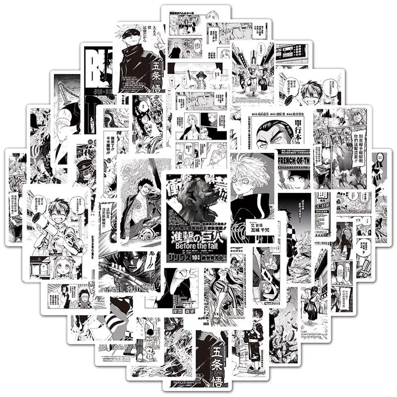 Mix Anime Aufkleber Set mit Motiven aus Jujutsu Kaisen, Hunter x Hunter und Angriff auf Titan, mehrfarbig, aus Papier für Laptop, Telefon und Gepäck - Bild 2