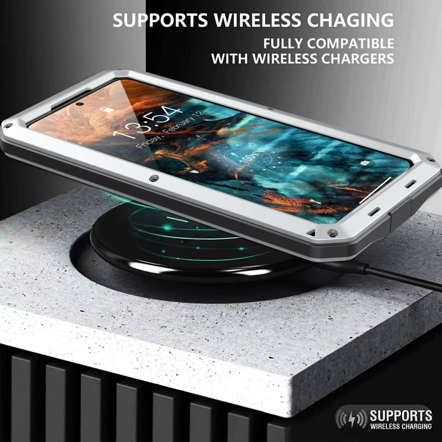 Robuste Schutzhülle aus Aluminium-Metall für Samsung Galaxy S26 Ultra Plus mit integriertem Glasbildschirm in Schwarz - Bild 4