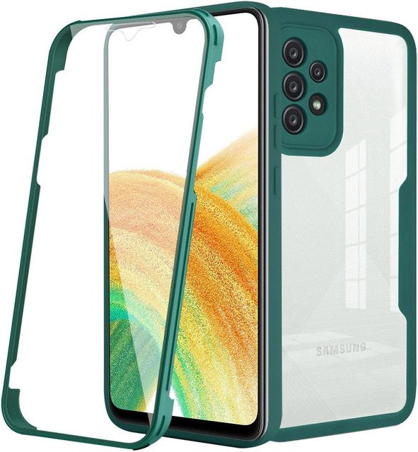 Samsung Galaxy A54 A53 A34 A13 A52 A33 A51 A12 A52S A71 A32 5G Schutzhülle mit 360 Vollkörper-Schutz aus weichem Silikon in Grün - Bild 1