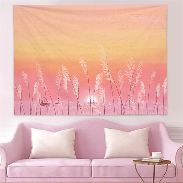 VIKAMA Wandteppich Cartoon-Landschaft in Multicolour, rechteckiger Textil-Wandteppich für Wohnzimmer, Schlafzimmer oder Eingangsbereich, B/H: 60 x 60 cm - Bild 1