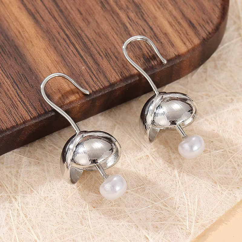 Blumenohrringe Silber, Perle, Damen - Bild 2