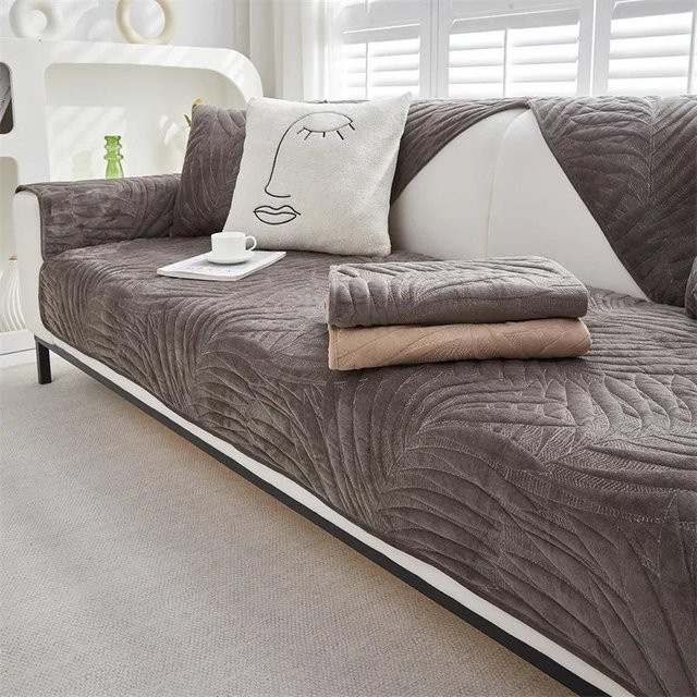 Yupartex Plüsch Sofabezug aus Samt in Grau, rutschfeste Couchüberwürfe für das Wohnzimmer, Breite: 70 cm, Höhe: 70 cm - Bild 1