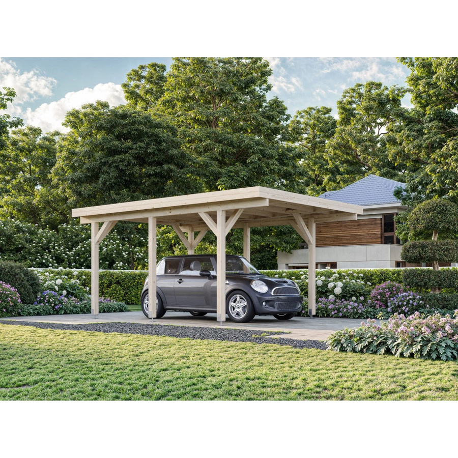 Palmako Carport Karl aus Fichtenholz mit Flachdach, Weiß, B/T/H: 315 x 372 x 230 cm - Bild 2
