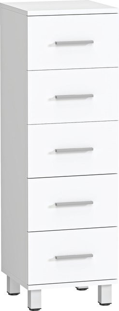 HOMCOM Badezimmerschrank schmal mit 5 Schubladen in Weiß, B/T/H: 30 x 30 x 95 cm - Bild 1