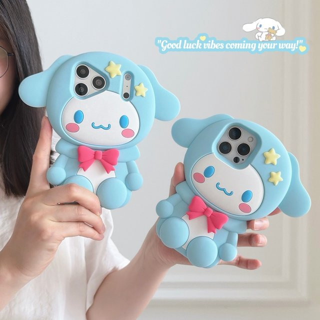 Sanrio Cinnamoroll 3D Silikon-Handyhülle in Blau für iPhone 17, 16 E, 15, 14 Plus und 13 Pro Max - Bild 1