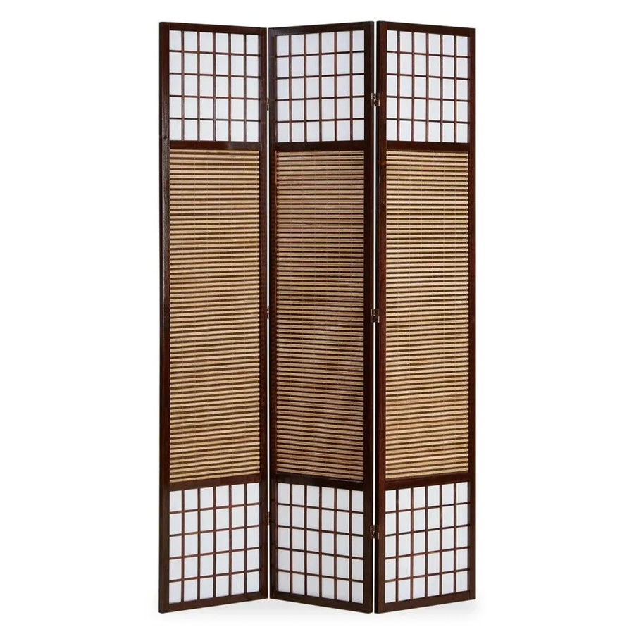 Homestyle4u 3-tlg. Paravent aus Bambus und Reispapier in Braun, B/H: 120 x 200 cm - Bild 2