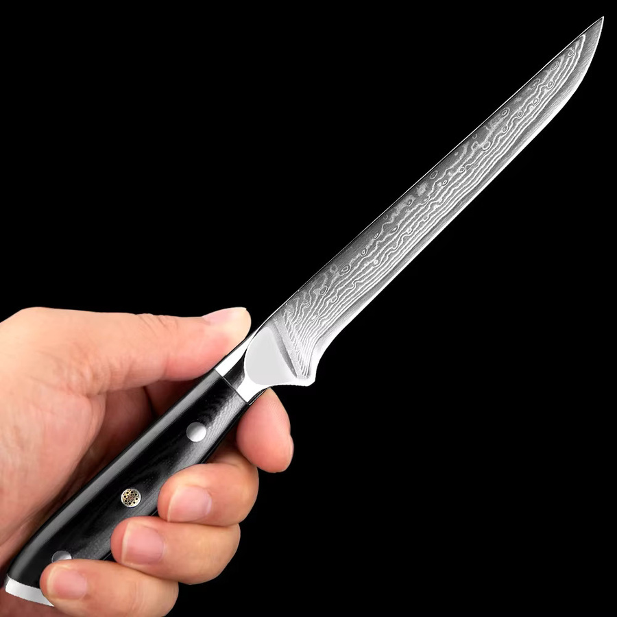 Xituo Damaskus Ausbeinmesser mit 67 Schichten und VG10 Stahlkern, 6 Zoll, Farbe Schwarz - Bild 3