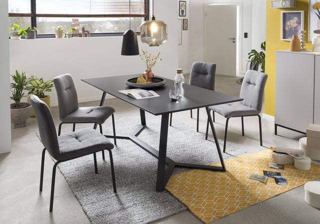 TPFLiving Esszimmertisch VEETI in Schwarz, moderner Esstisch aus MDF und Metall, B/T/H: 180 x 90 x 75 cm - Bild 1