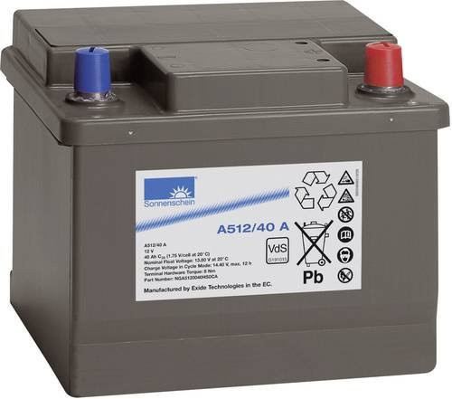 GNB Sonnenschein A512/40A Blei-Gel Akku 12V 40Ah Grau B/H/T: 210 x 175 x 175 mm Konuspol Wartungsfrei - Bild 1