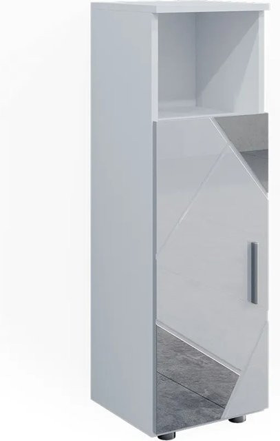 Vicco Midischrank Irma Badezimmermöbel Weiß Hochglanz mit Spiegel, B/H: 30 x 95 cm - Bild 2