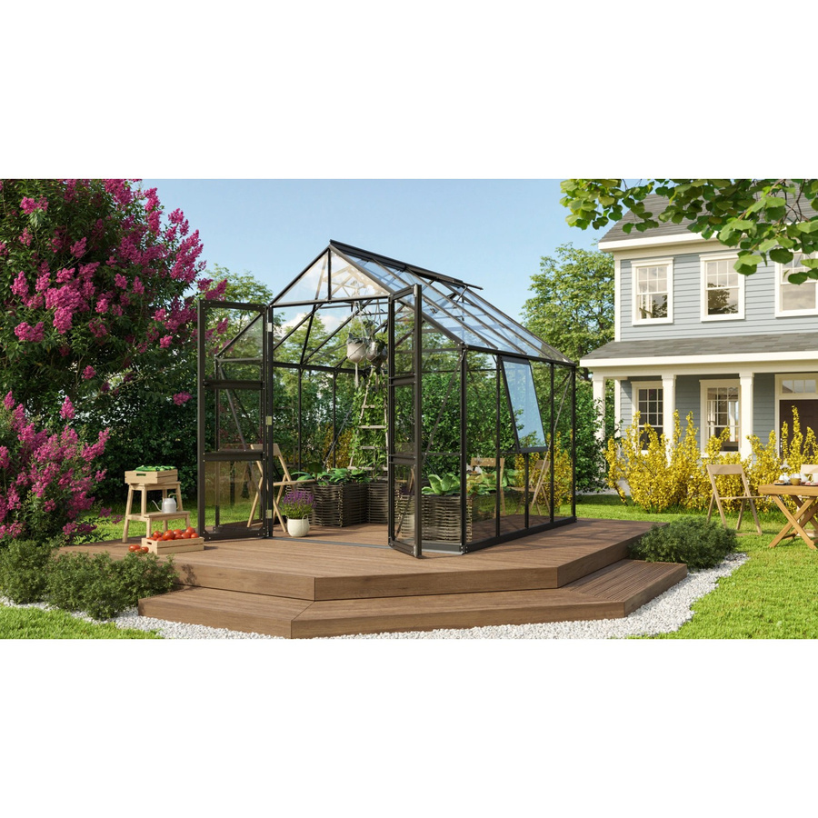 Vitavia Gewächshaus Olymp 6700 in Schwarz mit 3 mm ESG-Glas, B: 257 cm, T: 258 cm, Fläche: 6,7 m² - Bild 4