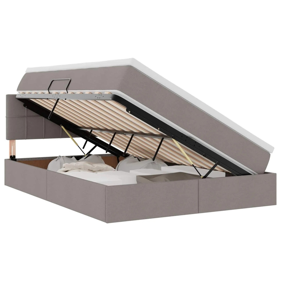 vidaXL Bett mit Stauraum und LED in Taupe, B/T/H: 140 x 200 x 44 cm - Bild 2