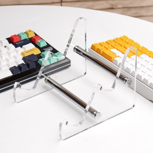 CUJMH 2-stufiger Tastatur-Display-Ständer aus transparentem Acryl, abnehmbarer mechanischer Tastaturständer für deinen Computer, Schwarz - Bild 1