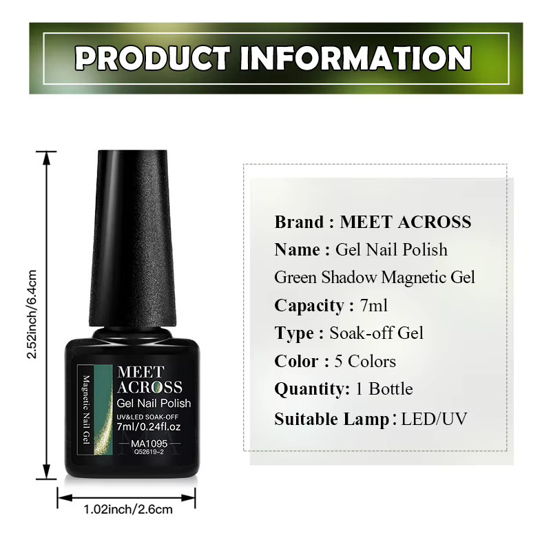 MEET ACROSS Green Shadow Magnetischer Gel-Nagellack, 7 ml, Schimmernd - Bild 6