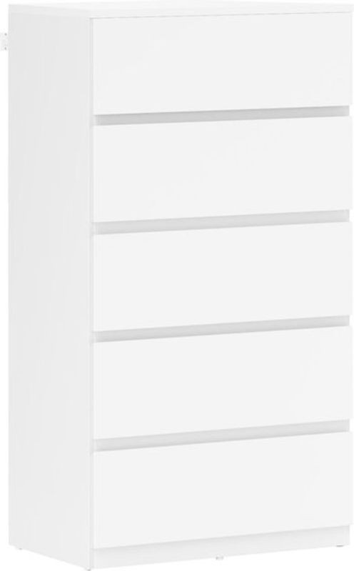 HOMCOM Kommode mit 5 Schubladen aus Stoff und Holzwerkstoff, modern, Weiß, B/T/H: 55 x 34 x 100 cm - Bild 1