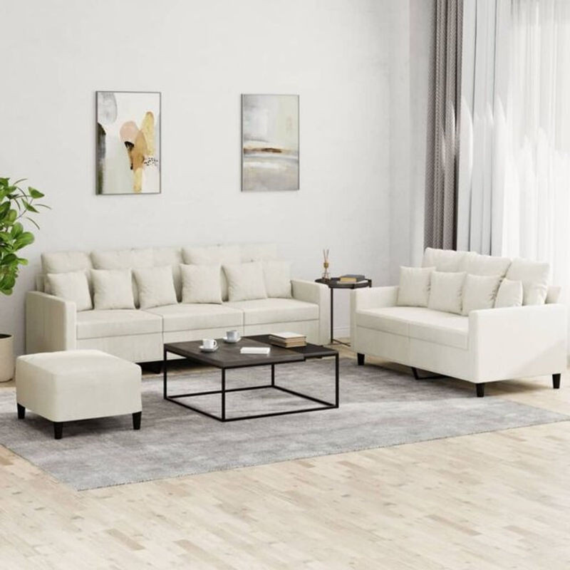 3-tlg. Sofagarnitur aus Samt und Metall in Beige von vidaxl mit Kissen im modernen Design - Bild 1