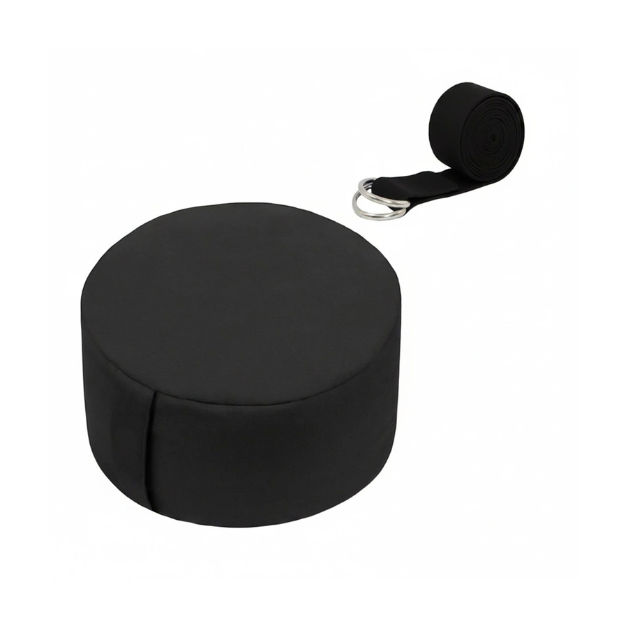 Relaxdays Meditationskissen Set mit Buchweizen und Yogagurt, Schwarz, H x B x T: 13 x 33 x 13 cm - Bild 2