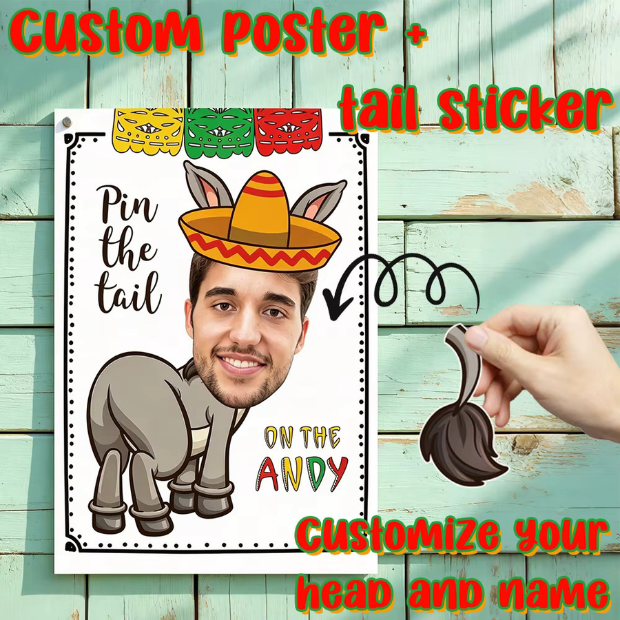 cyuan Personalisiertes Foto-Pin-the-Tail-Partyspiel-Set, Partyspiel, 1-teiliges Set - Bild 5