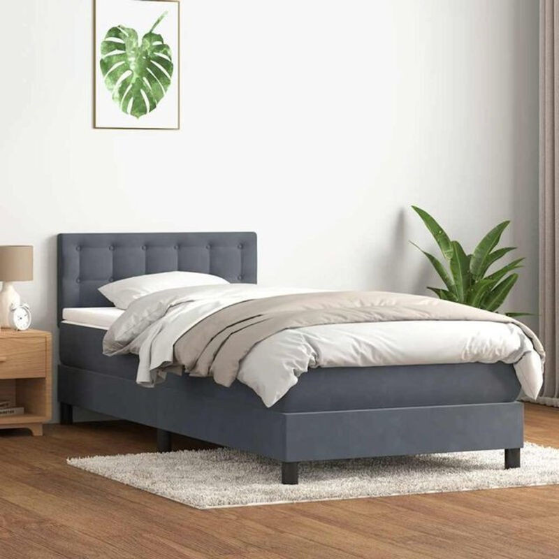 VIDAXL Boxspringbett mit Matratze aus Samt in Anthrazit, B/L: 80 x 210 cm - Bild 1
