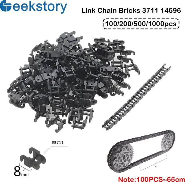Wishiot Gliederkette Schwarz aus Kunststoff für MOC Bausteine und Fahrzeug-Modelle - Bild 1