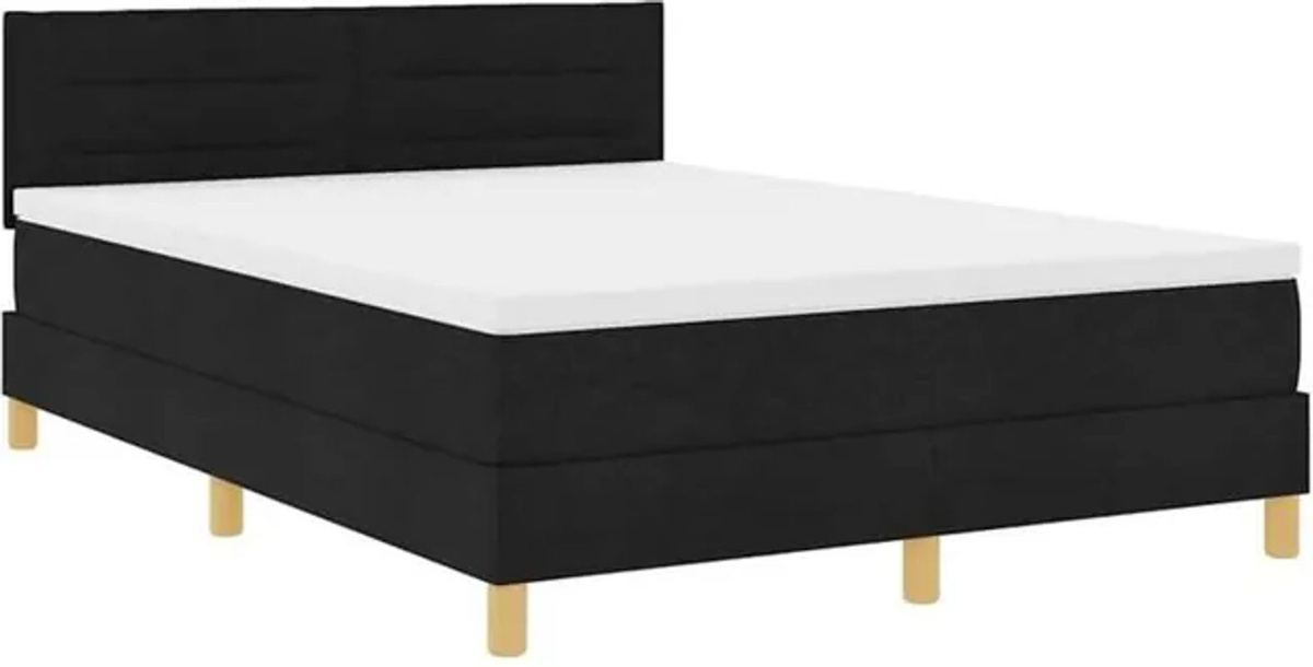 vidaXL Boxspringbett mit Matratze in Schwarz aus Stoff, B/T: 140 x 200 cm - Bild 1