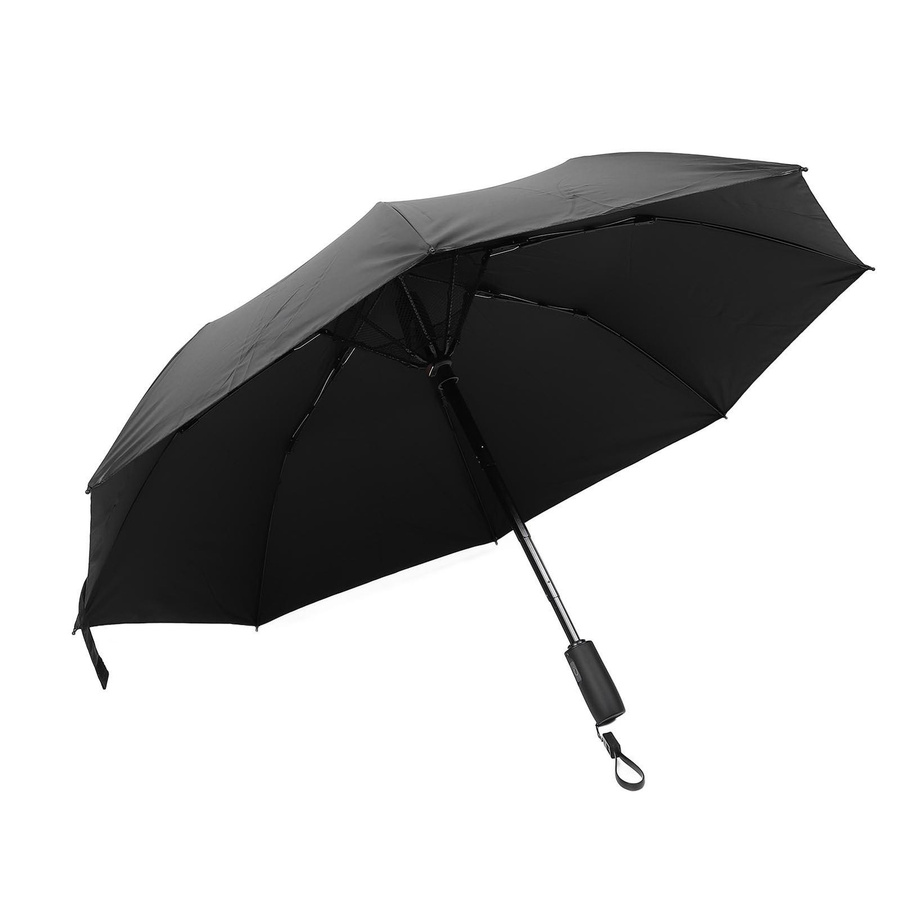 Tragbarer Schirm mit USB-Ventilator und 8 Fiberglasrippen, winddichter Regenschirm und Sonnenschutz, wiederaufladbar - Bild 3
