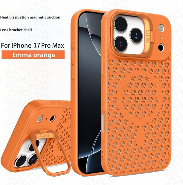 RPKKS MagSafe Magnetische Schutzhülle mit Wärmeableitung und Objektivhalterung für iPhone 11 bis iPhone 17 Air, Farbe: Orange - Bild 1