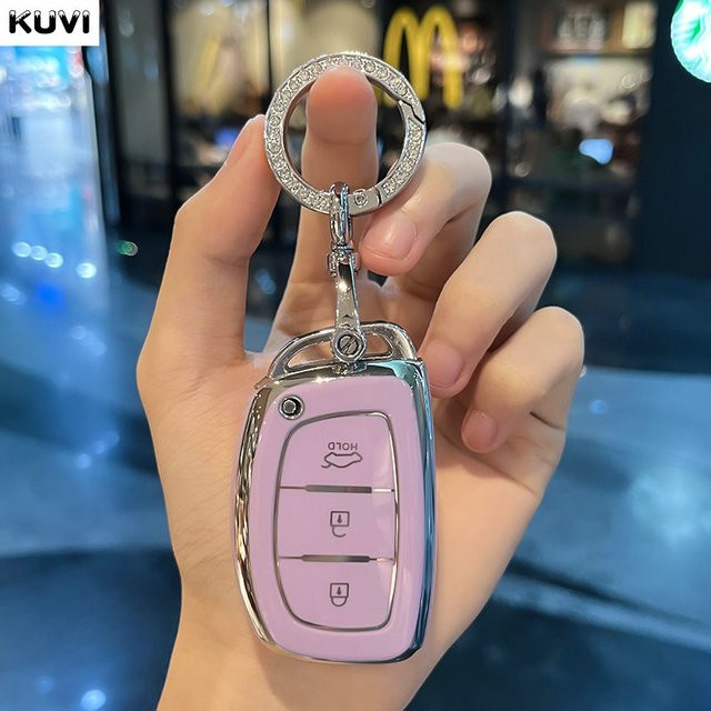 Kuvi TPU Autoschlüsselhülle für Hyundai Tucson Santa Fe Sonata Elantra Creta in Lila - Bild 1