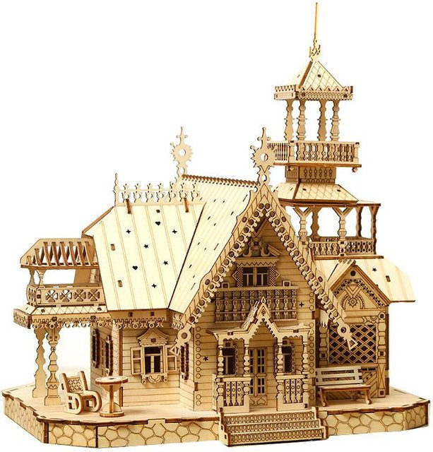 Binchi Keji Travel 3D Holzpuzzle Villa Haus Königsschloss, mit Licht, ab 12 Jahren - Bild 1
