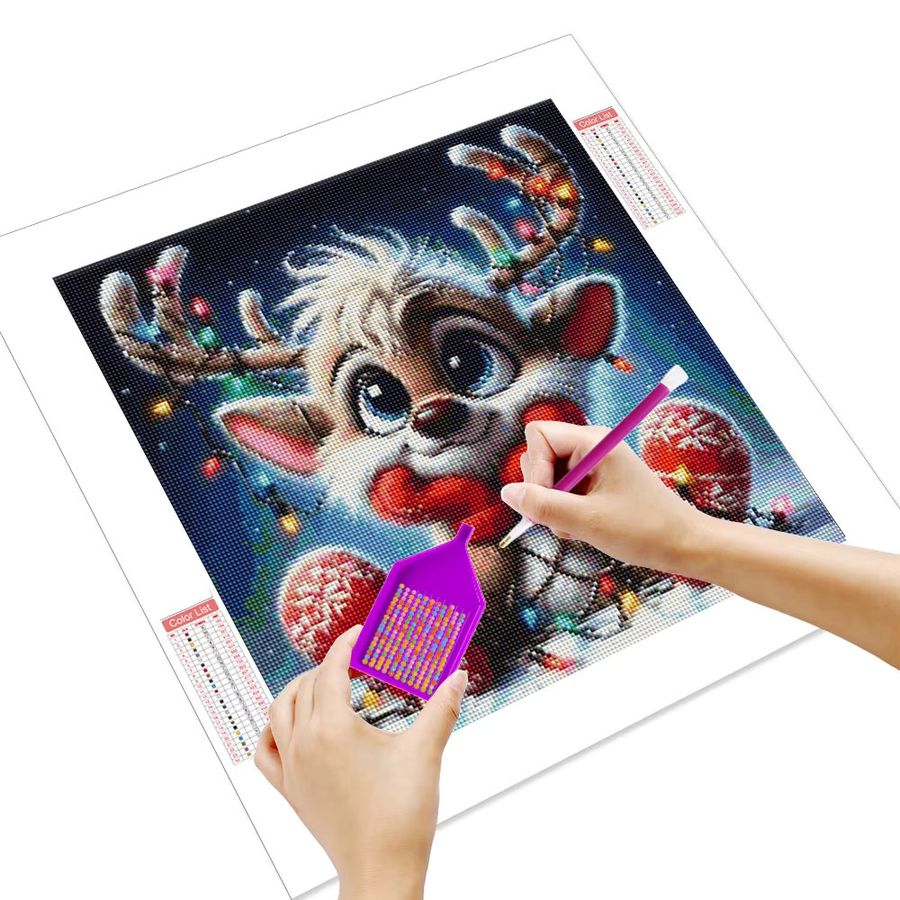 HUACAN Diamant-Malerei Rentier Weihnachten 5D-DIY-Stickerei-Set, Multicolor, B/H: 20 x 20 cm - Bild 2