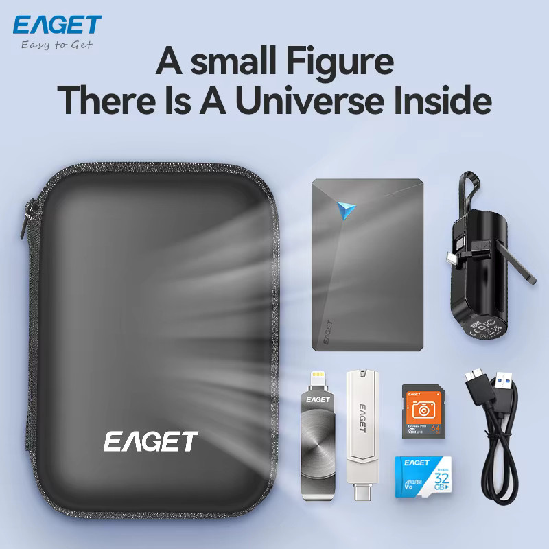 EAGET EB001 EVA stoßfeste Festplattenhülle und tragbare Aufbewahrungstasche für Powerbank und USB-Laufwerk in Schwarz - Bild 4
