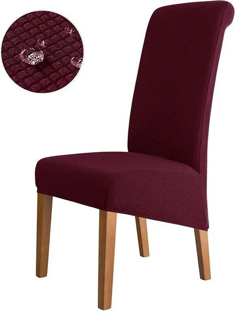 Wasserdichter Stuhlbezug mit King-Rückenlehne in Rot, schmutzabweisender Sitzschoner für Esszimmer und Küche, XL-Größe - Bild 1