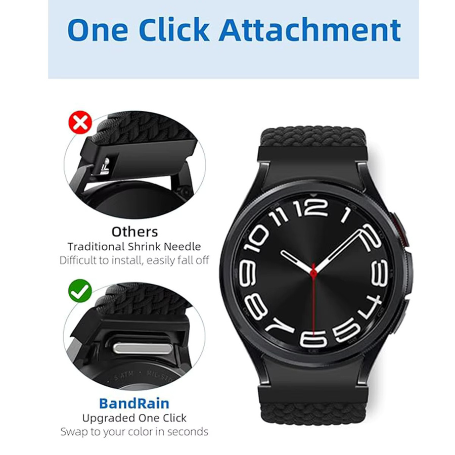 No Gaps Uhrenarmband, Textil, Schwarz, für Samsung Galaxy Watch6 5 4 5Pro - Bild 1
