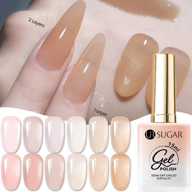 UR SUGAR Jelly Ice Nude Gel Nagellack, 15 ml, Transparent, Glänzend - Bild 1