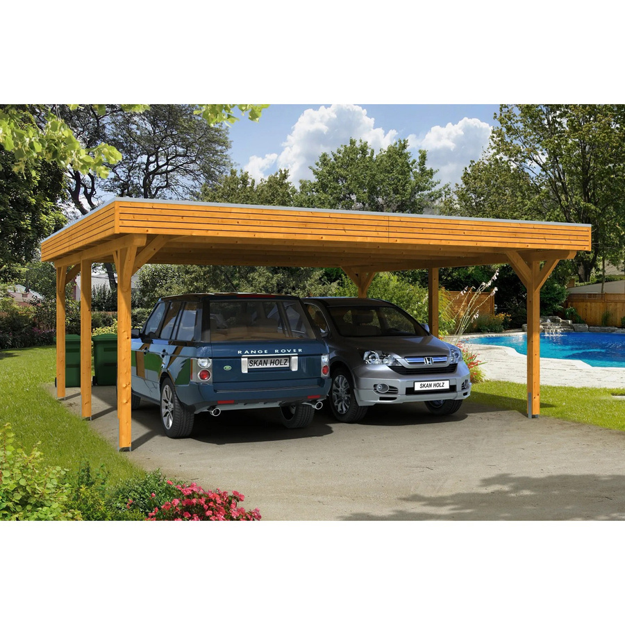 Skan Holz Carport Spessart aus Fichte in Eiche Hell, B/T: 611 x 604 cm, Höhe: 258 cm - Bild 2