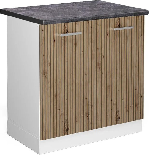 Vicco Spülenunterschrank R-Line Artisan-Eiche/Weiß in Anthrazit Breite: 80 cm - Bild 1