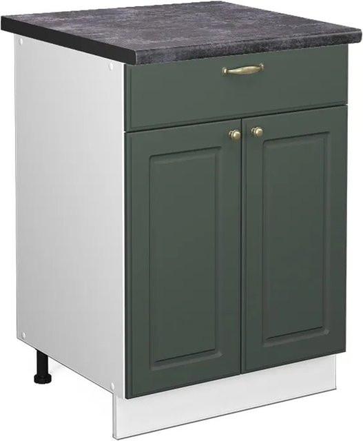 Vicco Küchenunterschrank Fame-Line im Landhausstil mit Schublade, Farbe Grün-Gold-Weiß mit Anthrazit, Breite: 60 cm - Bild 1