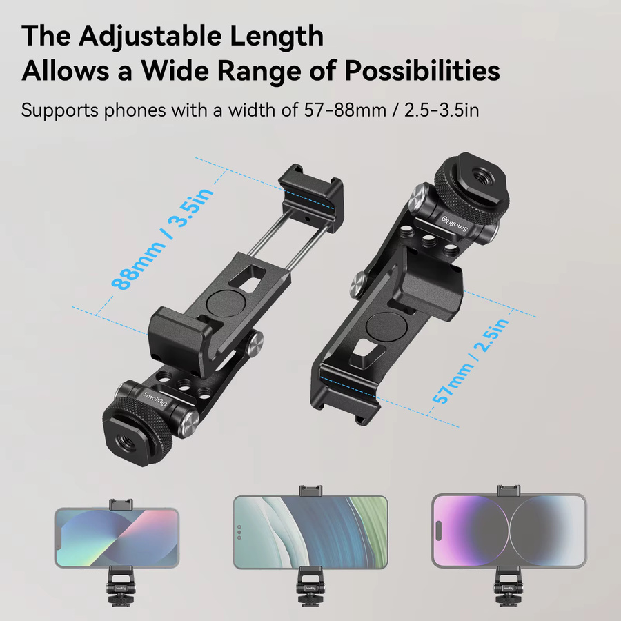 SmallRig Metall-Telefonunterstützung mit Kaltschuhhalterung in Schwarz für DJI RS 3, RS 3 Pro, RS 3 Mini, RS 4 Pro und RS 4 W - Bild 2