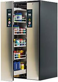 Asecos Sicherheitsschrank Typ 90 V-MOVE-90 mit 2 Vertikalauszügen in Anthrazitgrau und Edelstahl - Bild 1